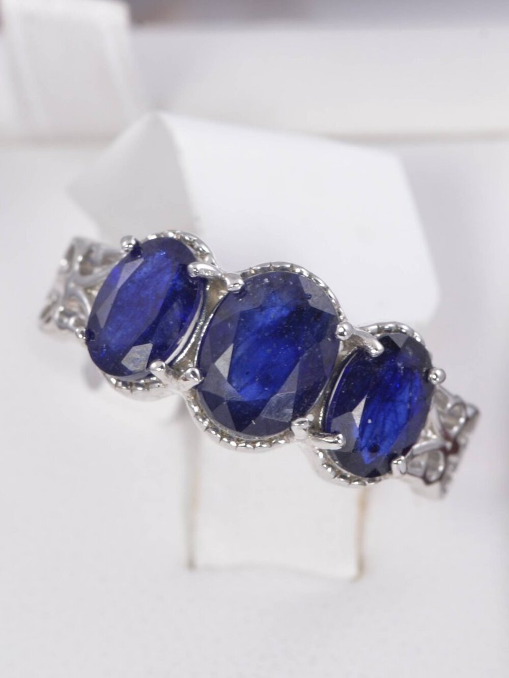 Natural Blue Sapphire Ring Real 925 Sterling Silver sz 7